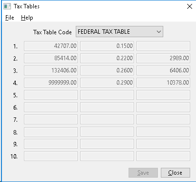 Payroll Tax Talbes